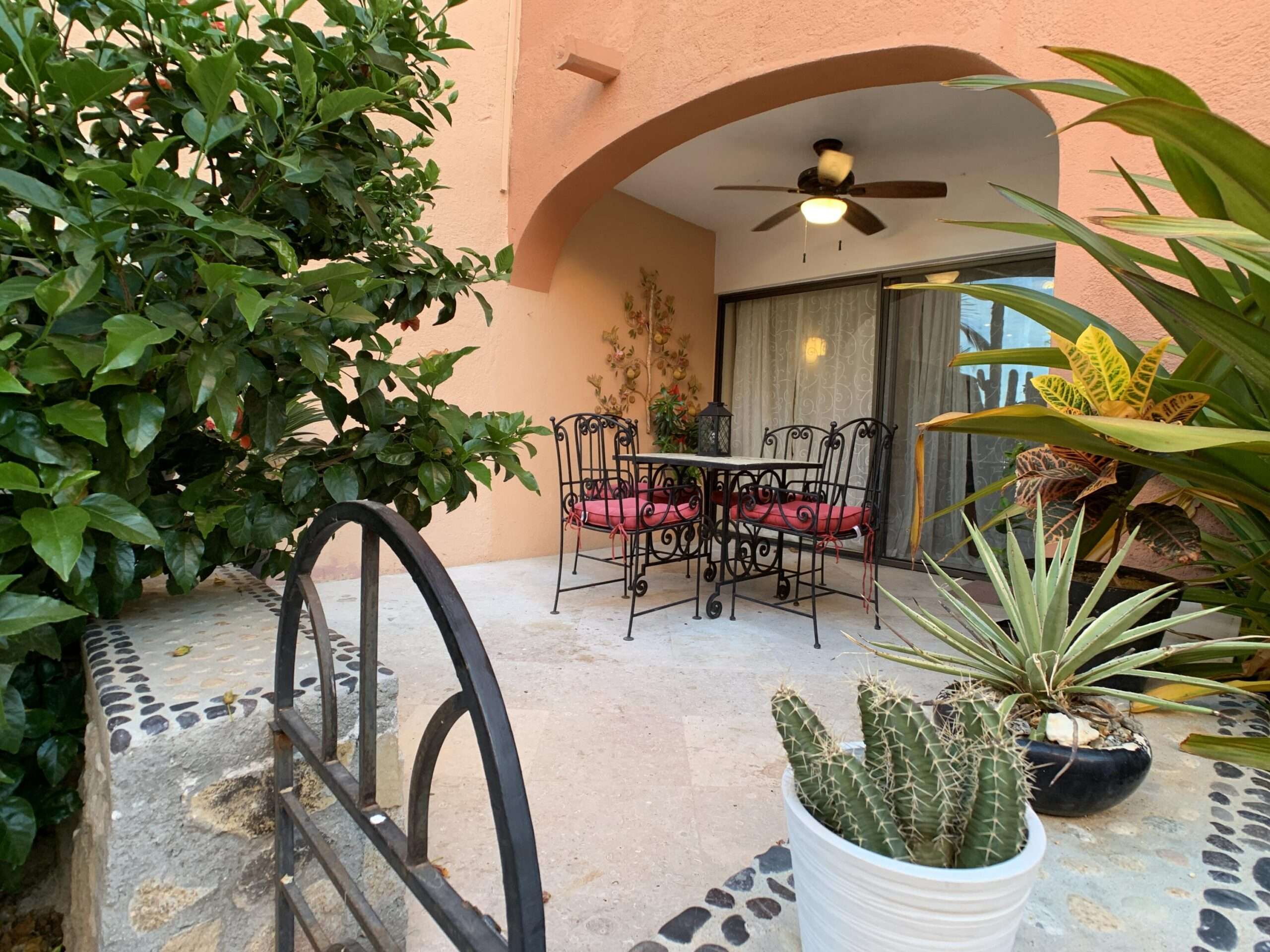 Los Cabos Plaza Calafia Plaza Calafia Condos...This exceptional property situated in the desirable area of Cabo Bello community in the Corridor of Cabo San Lucas. Walk to the beach! Ideally located just steps from Cabo Bello Cove Beach, one of the few swimmable beaches in the area and also perfect for snorkeling.The Gardens at Calafia Condominiums are truly authentic as they preserve Baja´s endemic vegetation while blending it with vibrant colorful flowers, creating a uniquely attractive landscape. This a ground floor Condo with an expansive terrace, two bedrooms and two full bathrooms, living room, large and equipped kitchen.The amenities within the complex are designed to be truly enjoyed by its residents; it consists of two pools, the family - friendly pool is perfect for both children and adults and another exclusive for adults. one large Jacuzzi, outdoor BBQ areas with grills create the perfect atmosphere for unforgettable gatherings with friends and family.Plaza Calafia / Cabo Bello, ensures 24/7 security, and proximity to Cabo San Lucas Marina, dining, shopping, and beach activities. for sale