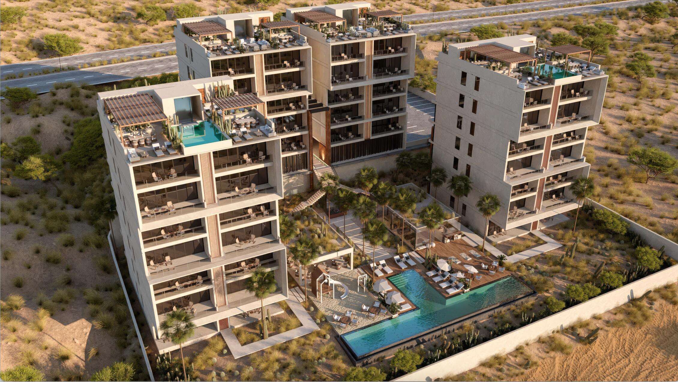 Los Cabos Cabo Costa Welcome to Villa 102 at Cabo Costa - Vela Tower, a modern 2-bedroom, 2.5-bath ground-floor residence located in the desirable Cabo Corridor / El Tezal area. This thoughtfully designed home offers a seamless indoor-outdoor lifestyle with contemporary finishes, an open-concept layout, and direct access to a spacious private terrace. One of the highlights of this residence is its private plunge pool and outdoor lounge area, creating the perfect space for relaxing or entertaining while enjoying the Cabo lifestyle.The unit offers approximately 105 m² (1,130 sq. ft.) of interior space and a total of 144 m² (1,549 sq. ft.) including a 39 m² (420 sq. ft.) terrace, providing a well-balanced layout for comfort and functionality.Cabo Costa is a boutique-style development offering resort-inspired amenities, including pools, fitness center, clubhouse, jacuzzi, sun deck, children's area, and beautifully landscaped common spaces.Ideally located just minutes from downtown Cabo San Lucas, beaches, the marina, restaurants, and shopping, this property combines convenience, lifestyle, and strong investment potential.Pre-construction opportunity with estimated delivery in November 2026, allowing buyers to secure today's pricing in one of Cabo's fastest-growing areas.Perfect as a vacation home, rental investment, or full-time residence in Los Cabos. for sale