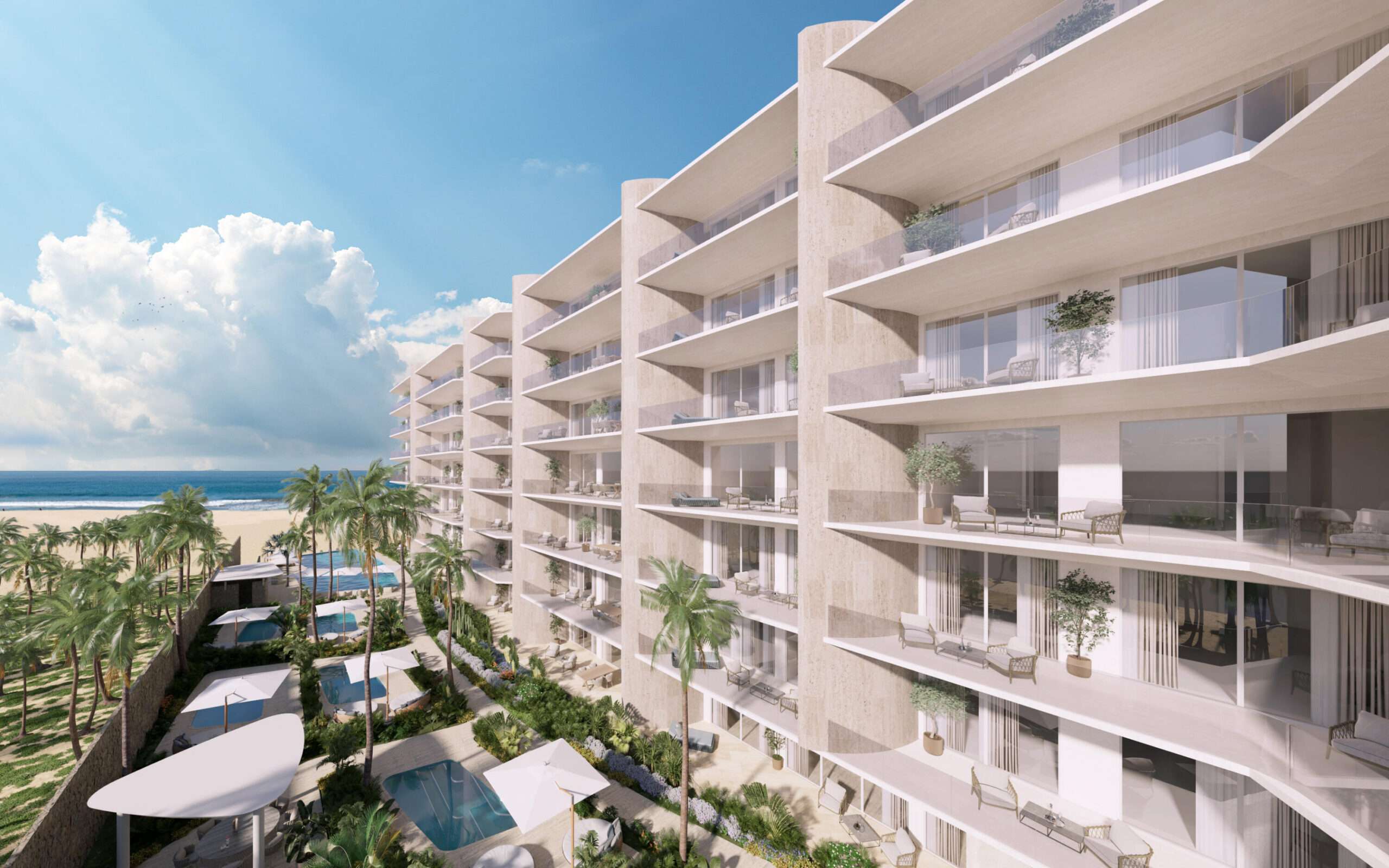 Los Cabos Aura This is the smallest residence in the entire development, designed to offer an exceptional opportunity to own a two-bedroom home within 100 m² (1,071 sqft) of interior space, plus a terrace, one parking space, and a small storage unit. It represents the best entry-level price--the most affordable option to acquire a new, modern, beachfront property. The unit features two ocean- – S/N Niños Heroes, Cabo San Lucas, BS
