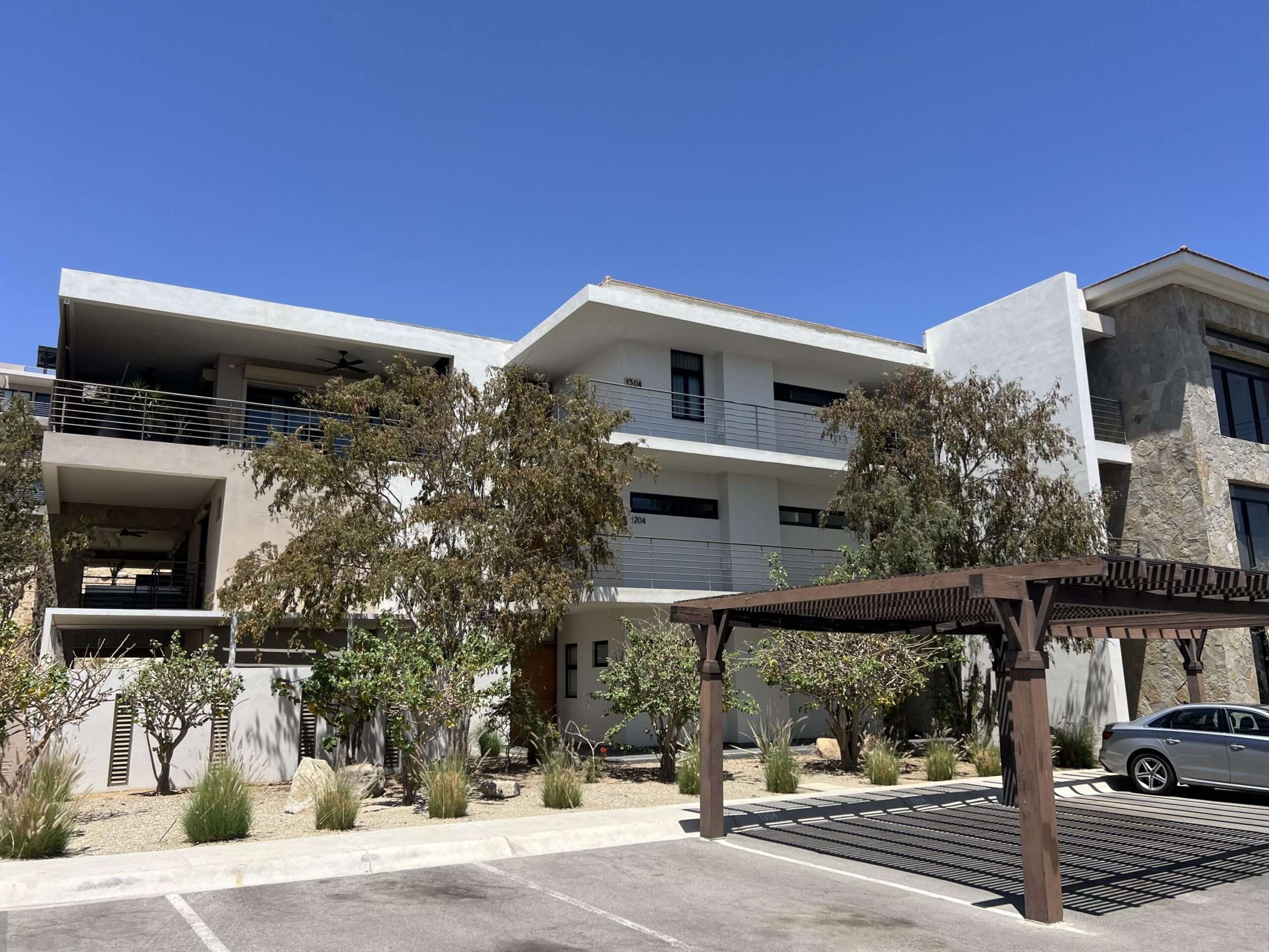 Los Cabos Amaterra Corner unit- Amaterra 304 D - is ideally located just 350 meters from Medano Beach, within the Amaterra Phase 2 building. This condo features 2 bedrooms and 2 full bathrooms, and is offered fully furnished and equipped, with one assigned parking space. It's a great option whether you're looking for a comfortable place to live or a property with rental potential.Residents enjoy access to a shared rooftop with a pool and beautiful for sale