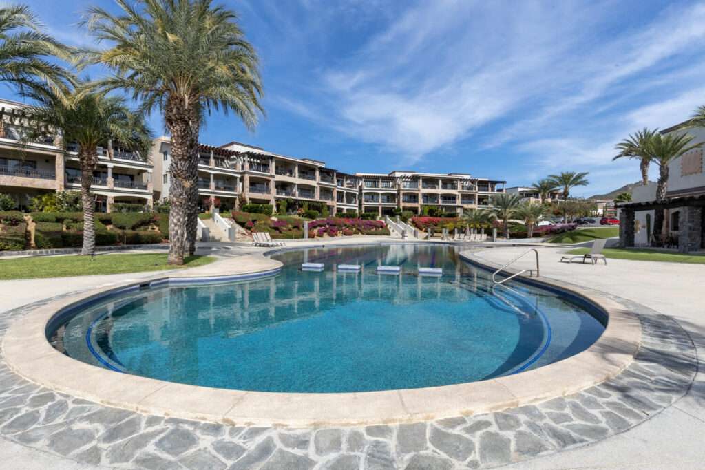 Los Cabos Vista Mare Condo for sale at Vista Mare, Cabo San Lucas, located on the second level within a private residential community in the Sunset area, one of Cabo's fastest-growing zones. Enjoy a peaceful setting just minutes from downtown, the Marina, restaurants, cafés, shops, supermarkets, and entertainment. This unit offers 111.15 m² total, including 97.65 m² of air-conditioned interior space and a 13.5 m² private terrace. It features 2 bedrooms, 2 full bathrooms, living and dining areas, an equipped kitchen, A/C, and 1 underground parking space. Vista Mare offers a gym, 2 pools, jacuzzi, and firepit social area. Ready for delivery. Price: – Montemar, Cabo San Lucas, Cabo San Lucas, BS