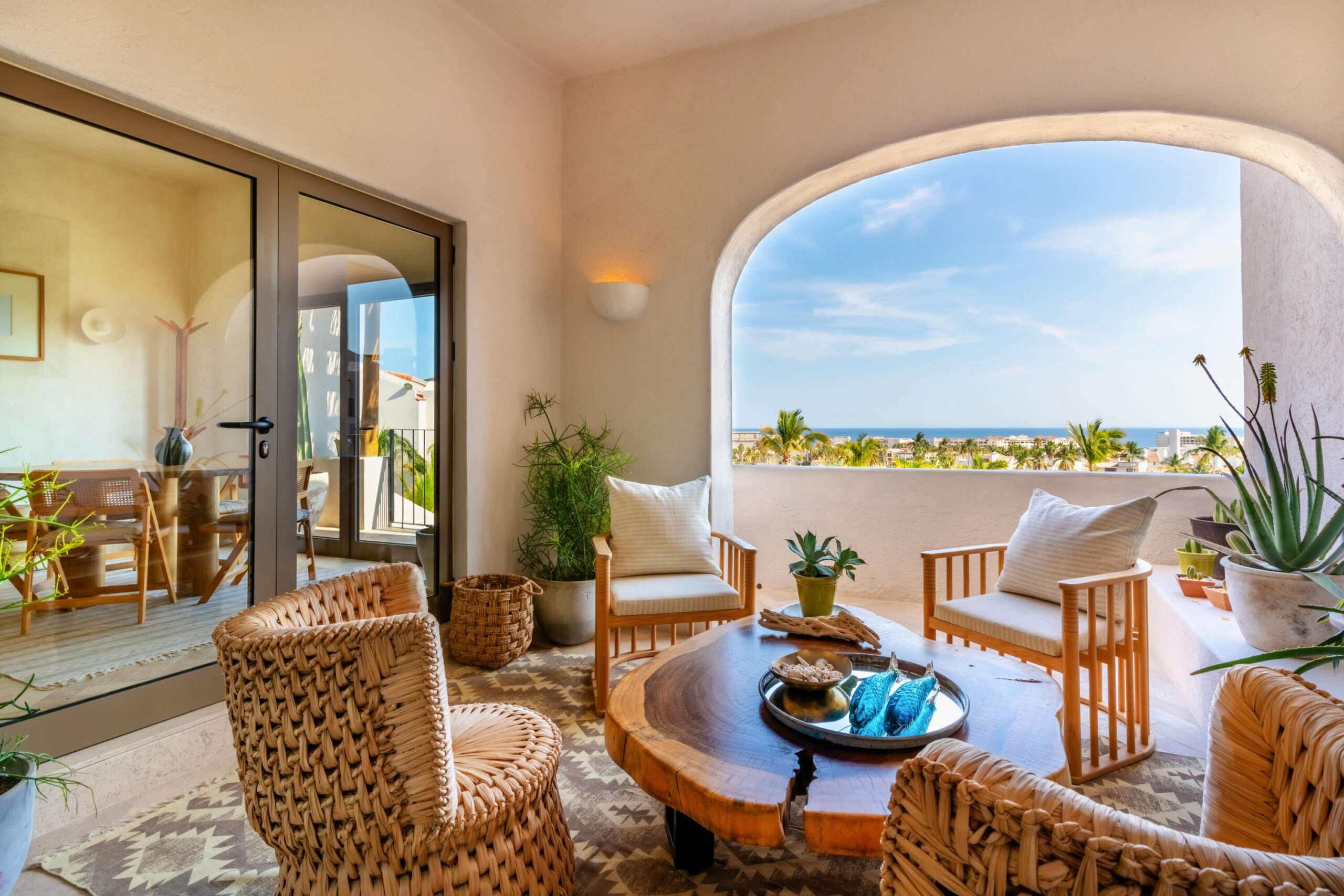 Los Cabos Santa Rita This charming townhome is located in a secluded enclave of eight in the exclusive neighborhood known as Pedregal de Cabo San Lucas just steps to town. This 2 bedroom 2.5 bathroom offers private access through an electric gate and a carport with a pergola. As well as a pool and BBQ available for residents. Beautiful top of the line finishes throughout. With an open concept layout, balconies in each bedroom, an open courtyard, walk-in closet, marble and granite counters add to the charm of this spacious townhome. Residents enjoy the local amenities redefining the Cabo lifestyle and to the most discerning individuals who call this their home away from home. From beach access where the sparkling waters of the Pacific Ocean contrast the sunset where you can watch the seasonal whales and turtle release, to a gym & spa offering treatments and a relaxation experience. Residents have exclusive access to establishments offering exquisite cuisine, The courts cafe offering breakfast & lunch as well as Fenix Restaurant offering day and night service. As well, in the heart of the development, with mountain for sale